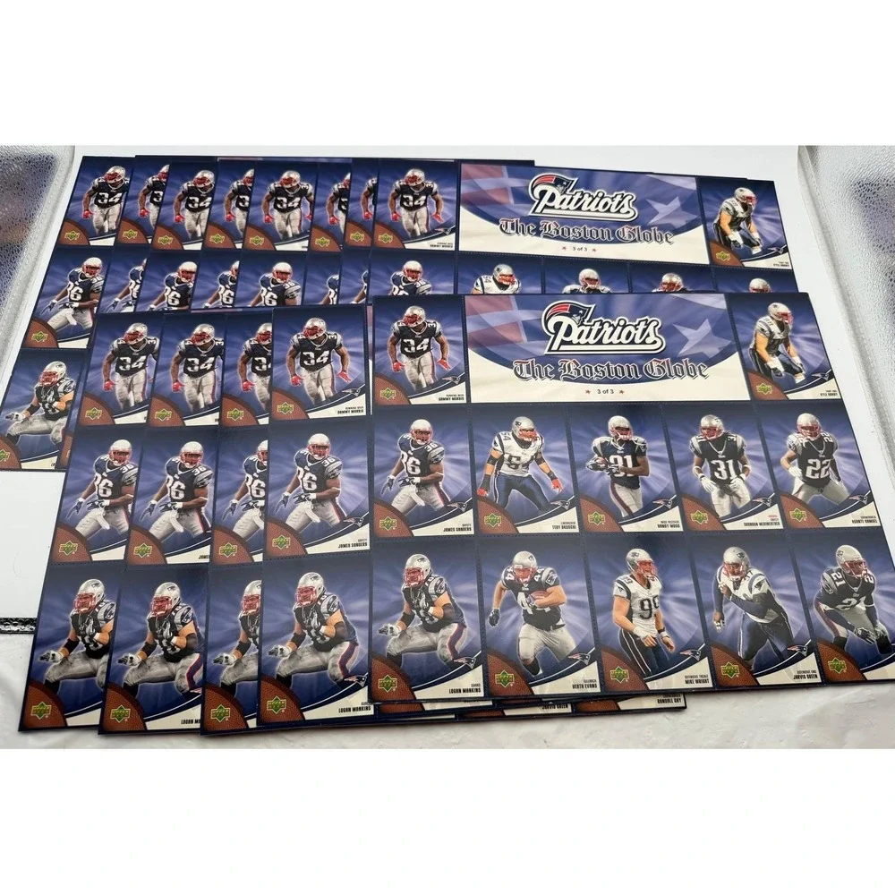 Lot of 12 2007 Upper Deck Boston Globe New England Patriots Sheet 3 Moss Bruschi